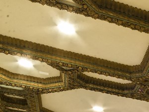 restored lobby with marble and gold trim